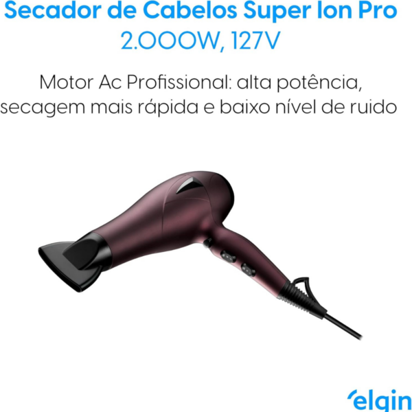 Secador De Cabelo Elgin Super Íon Pro Alto Desempenho 127v