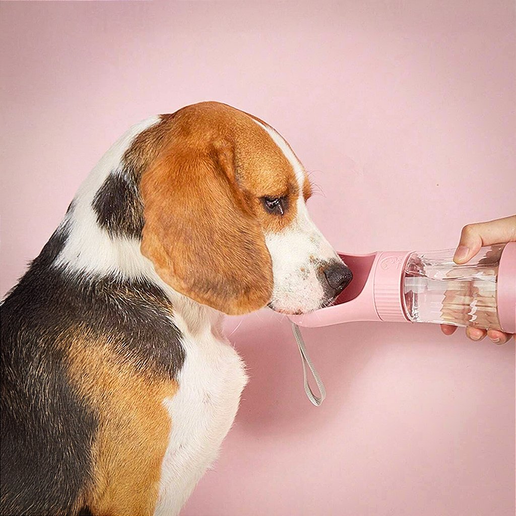Garrafa Água Bebedouro Pet Passeio Com Trava Portátil 330ml