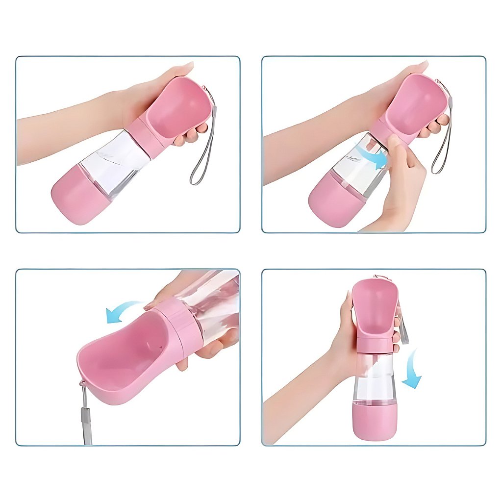 Garrafa Água Bebedouro Pet Passeio Com Trava Portátil 330ml