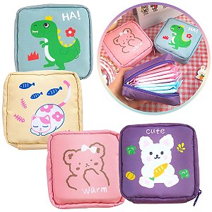 Necessaire Feminina Porta Absorvente Cosméticos Pequeno
