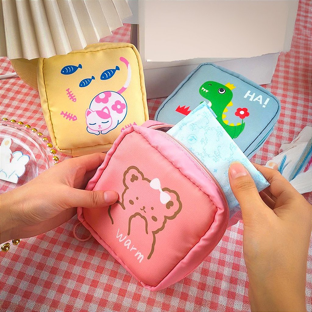Necessaire Feminina Porta Absorvente Cosméticos Pequeno