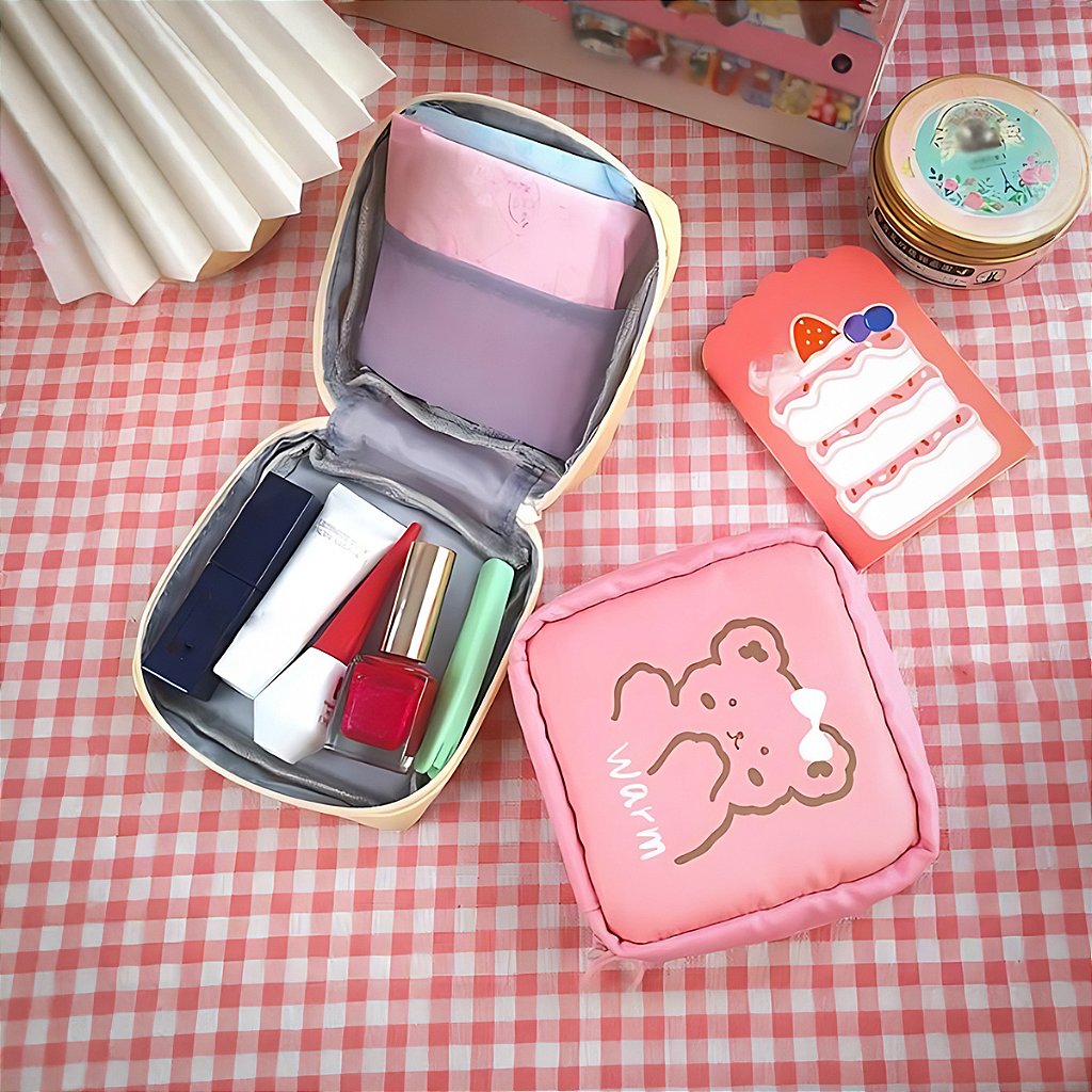 Necessaire Feminina Porta Absorvente Cosméticos Pequeno