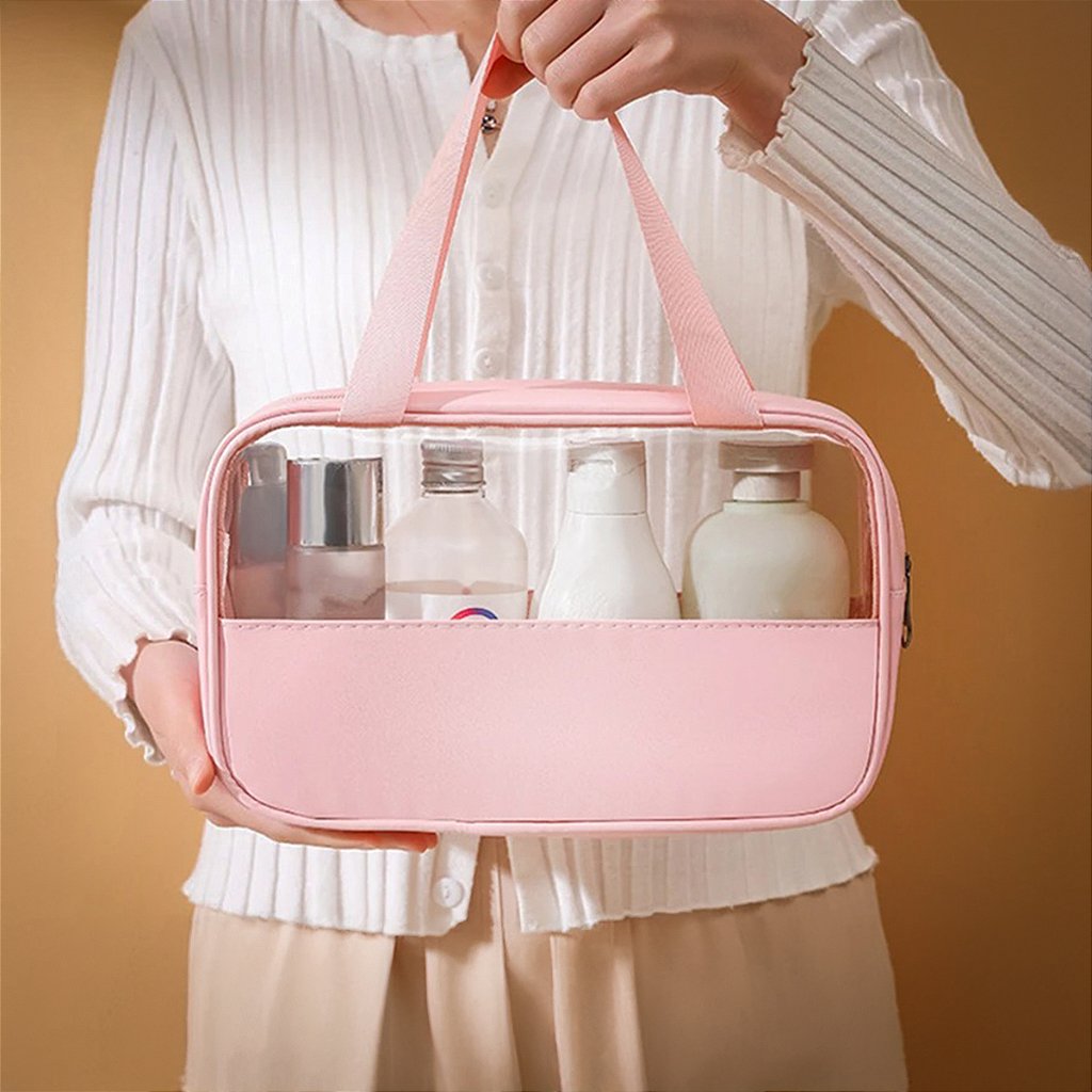 Necessaire Transparente Organizador Viagem Bolsa Média