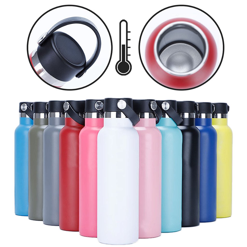 Garrafa Térmica Inox Tampa Alça Esporte Academia 500ml