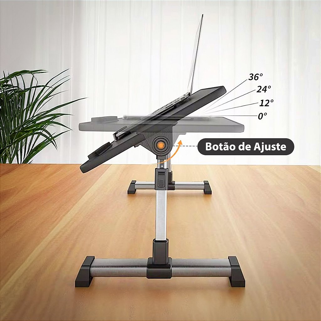 Mesa Articulada Dobrável Notebook Cooler USB Sofá Cama