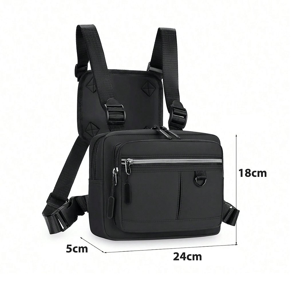 Pochete Mochila Frontal Peito Tática Caminhada Ciclismo Celular