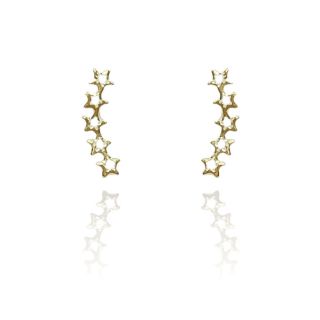 Brinco Ear Cuff Estrelas Pequenas Banhado em Ouro 18k