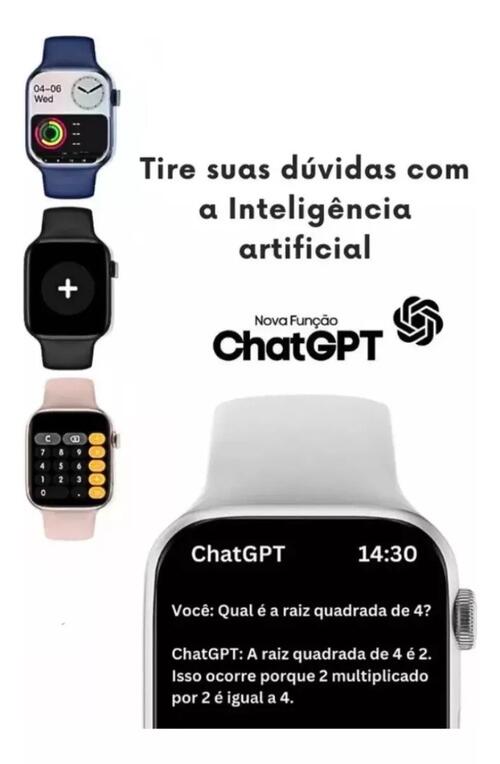 Smartwatch Watch X Mini 38mm Serie 10 Amoled Chat GPT - Prateado