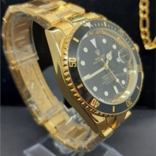 Rolex Banhado a Ouro Fundo Preto