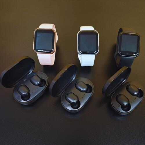Kit Smartwatch D20S 2024 + Fone Airdots TWS Bluetoorth - Branco