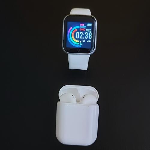 Kit Smartwatch D20S 2024 + Fone Bluetoorth Inpods I12 TWS - Branco
