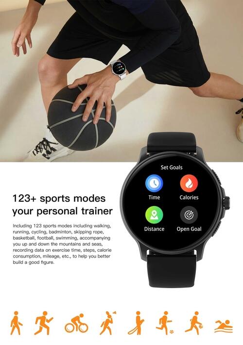 Smartwatch Peje ZW08 A Prova D'água Ameled Pulseira Extra - Prata