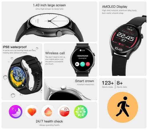 Smartwatch Peje ZW10 Ameled Pulseira Extra A Prova D'água - Prata