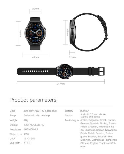 Smartwatch Peje ZW10 Ameled Pulseira Extra A Prova D'água - Prata