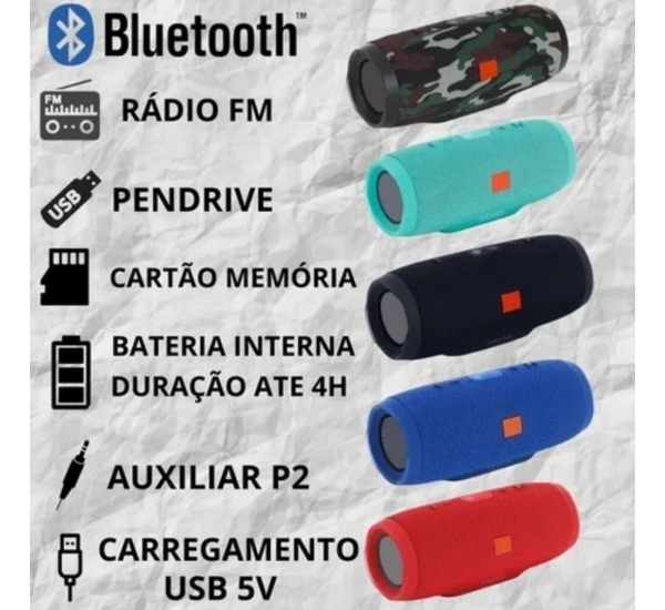 Caixa De Som Charge 3 Normal Bluetooth Usb Preta
