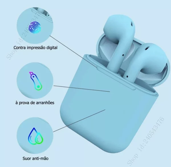 Fone De Ouvido Bluetooth I12 Tws Sem Fio Touch Recarregável