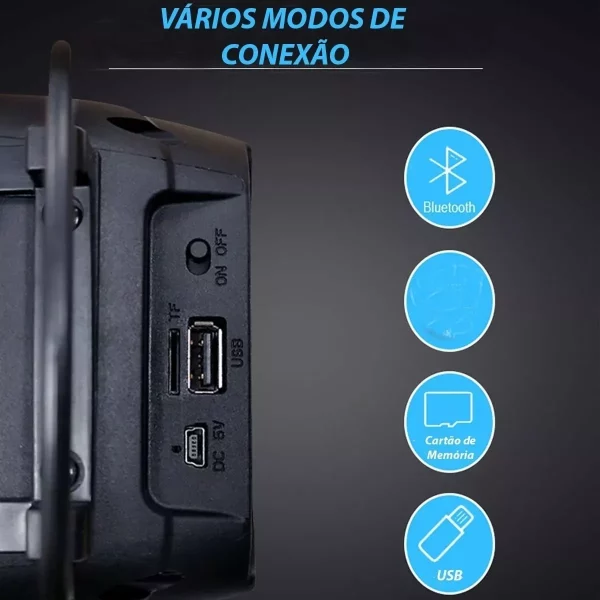 Caixinha De Som Portátil Bluetooth Fm Mp3 Cartão Sd Pendrive KIMISO