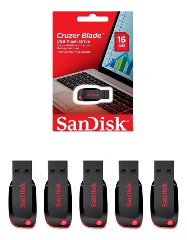 Pendrive SanDisk Cruzer Blade 2.0 preto e vermelho