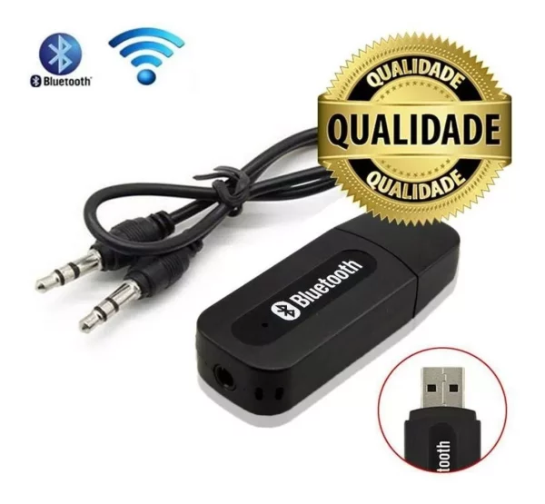 Adaptador Receptor Bluetooth Usb Musica P2 Chamada Som Carro