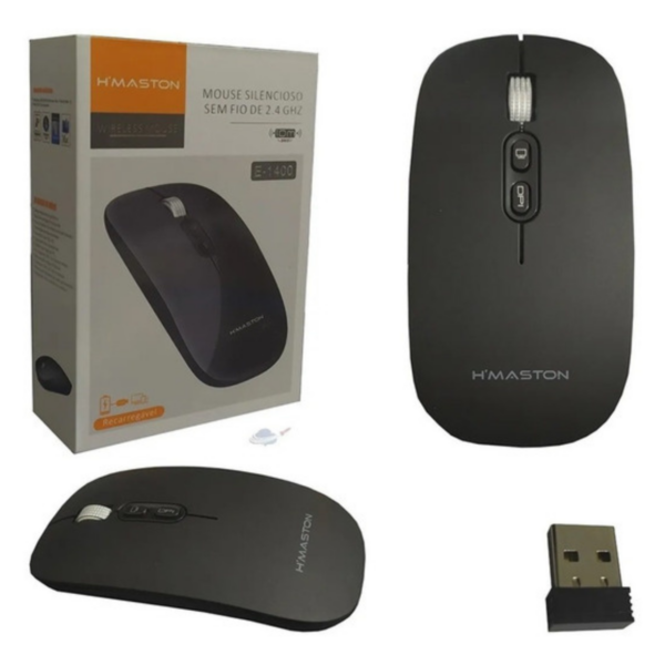 Mouse H’MASTON Ergonomico Recarregavel Leve Clique Silencioso