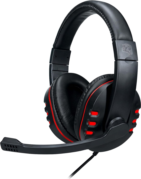 Fone de ouvido over-ear gamer Altomex A-302 vermelho e preto