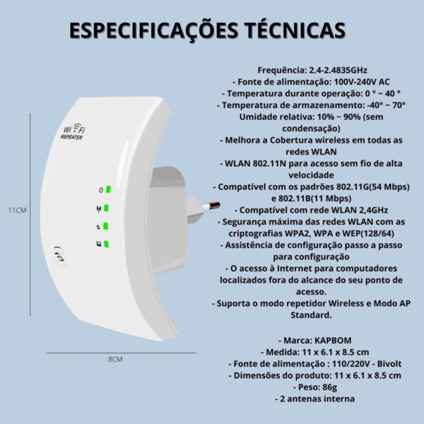 Repetidor De Sinal Amplificador Wirelles Wifi Potente Rápido