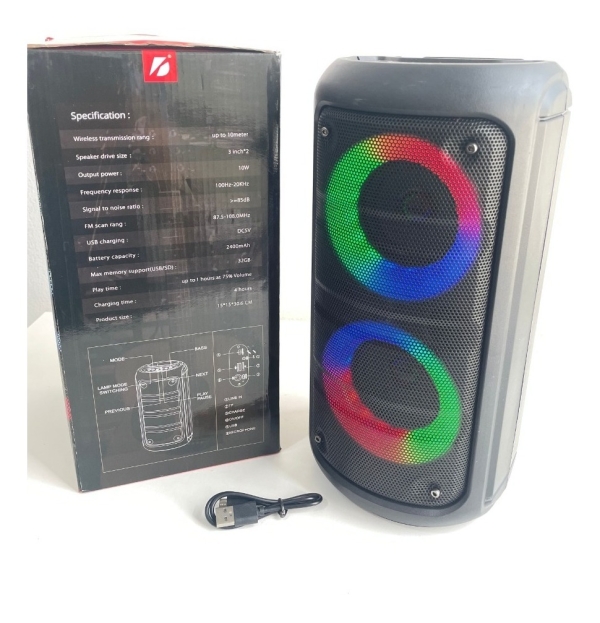 Caixa De Som Portátil Potente Bluetooth Led Qualidade Máxima
