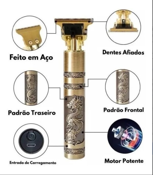 Maquina Acabamento Recarregável Cabelo Barba Sem Fio Premium