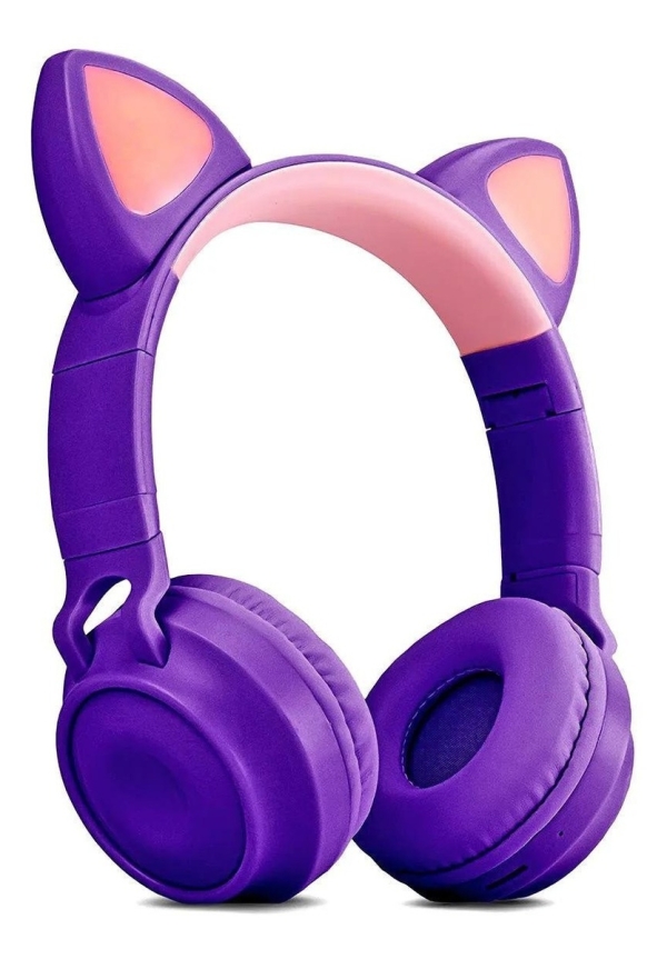 Fone De Ouvido Sem Fio Bluetooth Orelha Gatinho Infantil Led