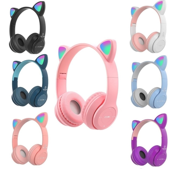 Fone De Ouvido Sem Fio Bluetooth Orelha Gatinho Infantil Led
