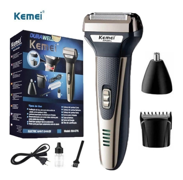 Barbeador e cortador de cabelo 3 em 1 Kemei KM-6776 Bivolt
