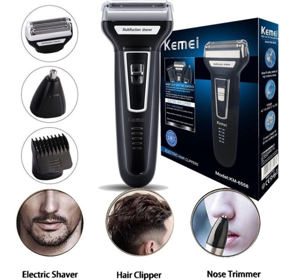 Barbeador e cortador de cabelo 3 em 1 Kemei KM-6776 Bivolt