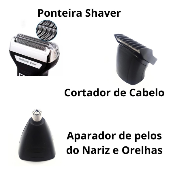Barbeador e cortador de cabelo 3 em 1 Kemei KM-6776 Bivolt