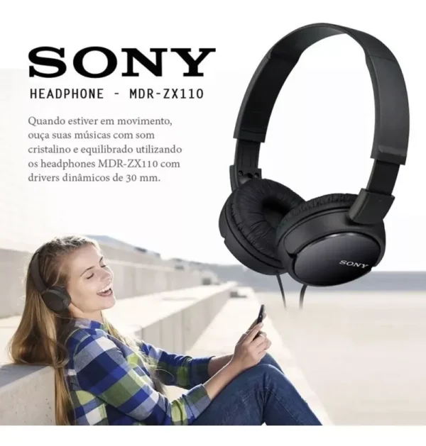 Fone de ouvido on-ear gamer Sony ZX Series MDR-ZX110