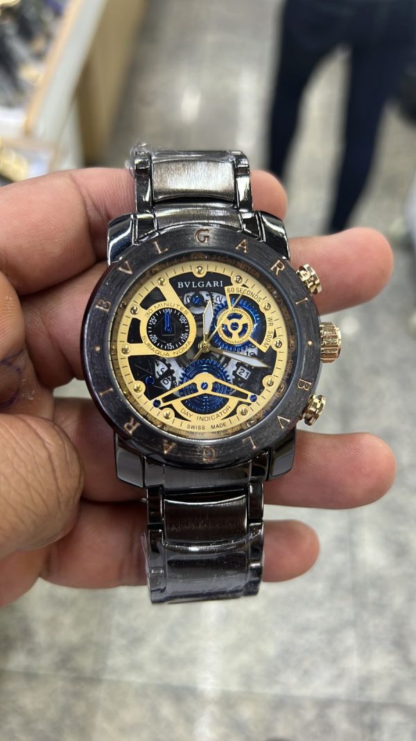Relogio Bvg Skeleton Luxo Aço Inoxidável Pesado Brilhante