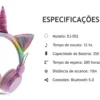 Headphone Fone De Ouvido Sem Fio Bluetooth Unicórnio Brilho