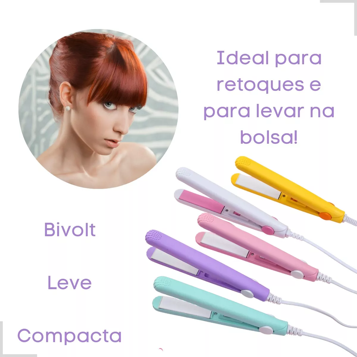 Mini Chapinha Prancha De Bolsa Portátil Cabelo Bivolt Cor Sortida